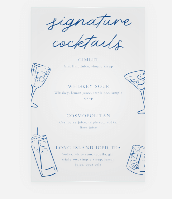 acrlyic wedding sign - wedding reception
